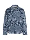 Bluemarble 'checkerboard Folk' Jacket With Chest Pockets And Buttoned Cuffs In Blue