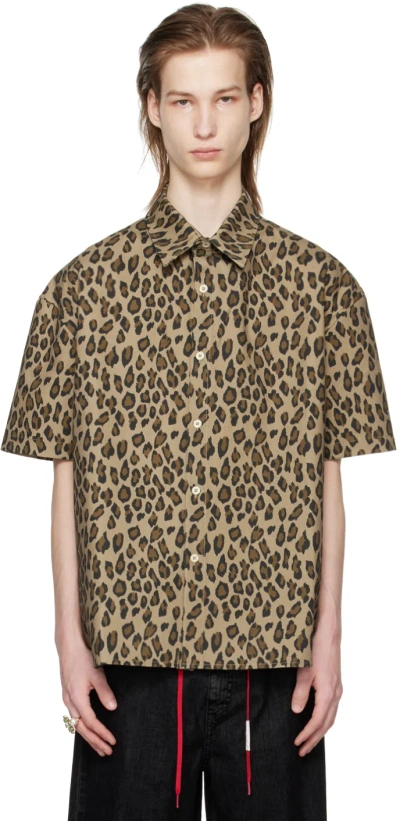 Bluemarble Brown Leopard Shirt In Leopard/beige