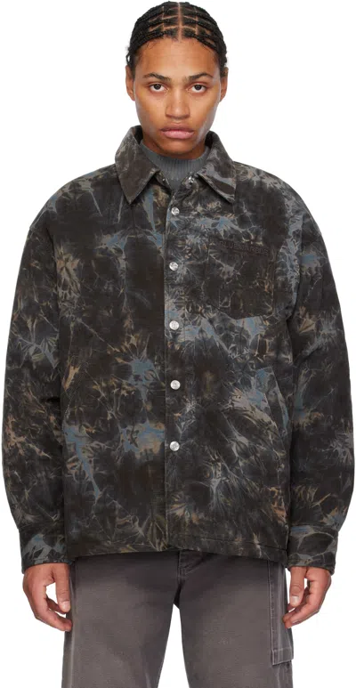 Bluemarble Brown Padded Overshirt In Gry