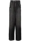 Bluemarble Washed-denim Wide-leg Jeans In Black