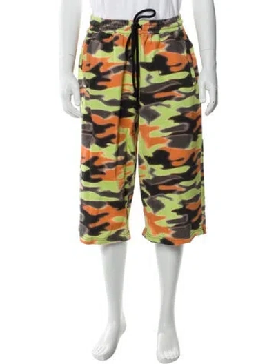 Pre-owned Bluemarble Camouflage Print Jogger Shorts In Green