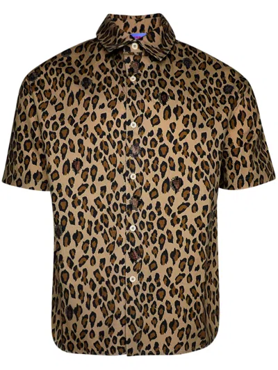 BLUEMARBLE EMBELLISHED LEOPARD-PRINT SHIRT