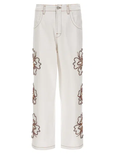 BLUEMARBLE BLUEMARBLE 'EMBROIDERED HIBISCUS' JEANS
