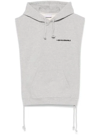Bluemarble Flocked-logo Hoodie In Grey