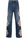 BLUEMARBLE FLORAL-EMBROIDERED BOOTCUT JEANS FOR MEN