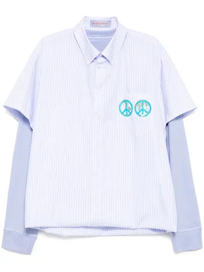 Bluemarble Foldover Hybrid Shirt In Blue