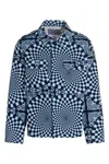 Bluemarble 'checkerboard Folk' Jacket With Chest Pockets And Buttoned Cuffs In Blue
