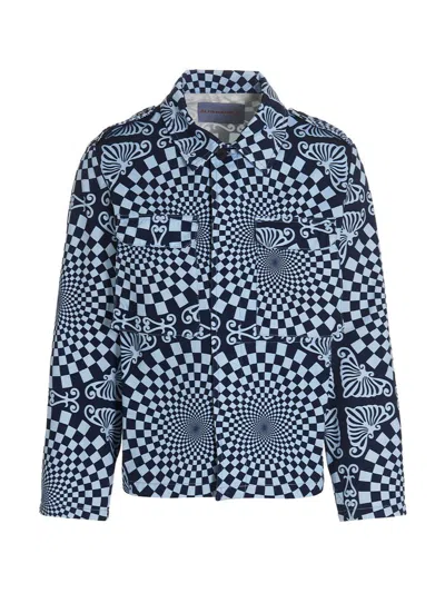 Bluemarble Geometric-pattern Cotton Shirt In Blue