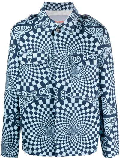 BLUEMARBLE GEOMETRIC-PATTERN COTTON SHIRT