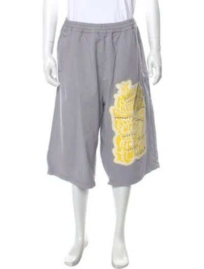 Pre-owned Bluemarble Graphic Print Jogger Shorts In Blue