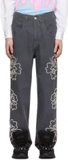 BLUEMARBLE GRAY EMBROIDERED JEANS