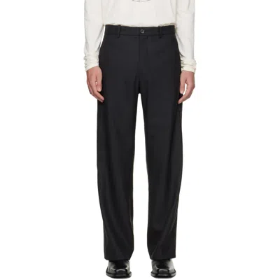 Bluemarble Gray Relaxed Tailored Trousers In Black