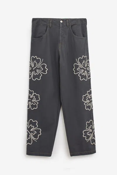 Bluemarble Hibiscus Denim Jeans In Grey