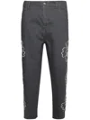 Bluemarble Hibiscus Embroidered Jeans In Grey