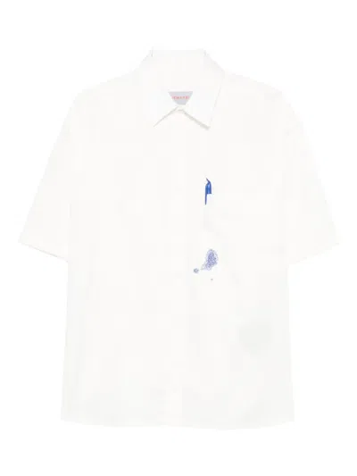 Bluemarble Ink Stained Pocket Shirt In White
