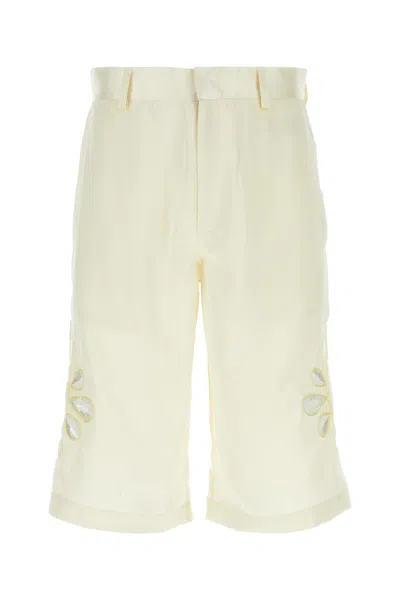 Bluemarble Ivory Satin Bermuda Shorts In White