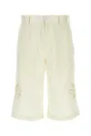 Bluemarble Ivory Satin Bermuda Shorts