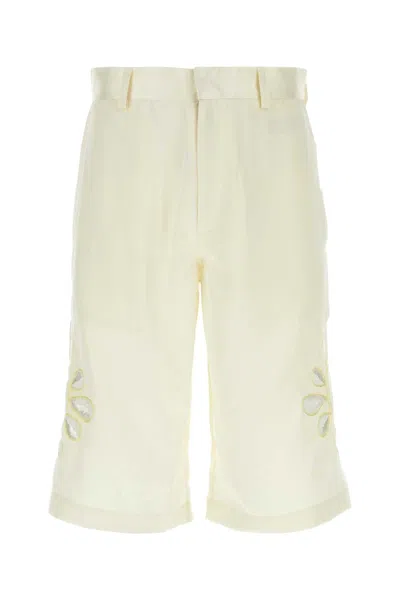 Bluemarble Ivory Satin Bermuda Shorts In Yellow