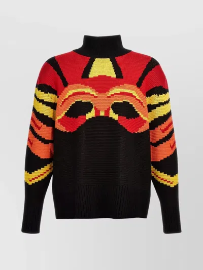 BLUEMARBLE JACQUARD HIGH NECK KNIT SWEATER WITH LONG SLEEVES