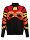 Bluemarble Jacquard Wool Sweater Featuring Bold Tiger Graphic In Multicolor