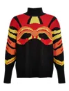 Bluemarble Jacquard Wool Sweater Featuring Bold Tiger Graphic In Multicolor