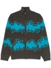 Bluemarble Jacquard Zip-up Cardigan In Grey