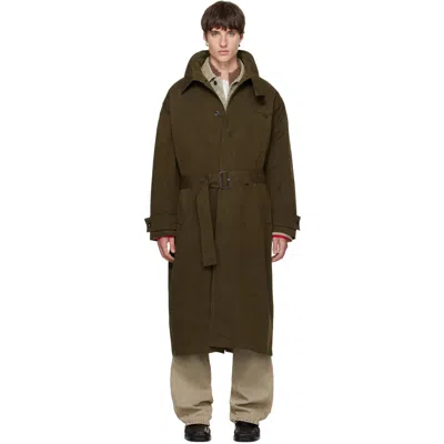 Bluemarble Khaki Funnel Trench Coat In Green