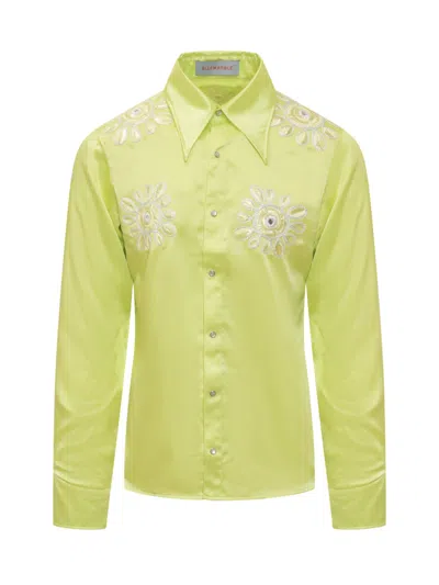 Bluemarble Lime Green Regular Embroidered Shirt