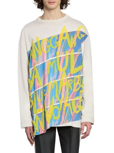 Bluemarble Men's Bon Voyage Graphic Cotton Long-sleeve T-shirt In White