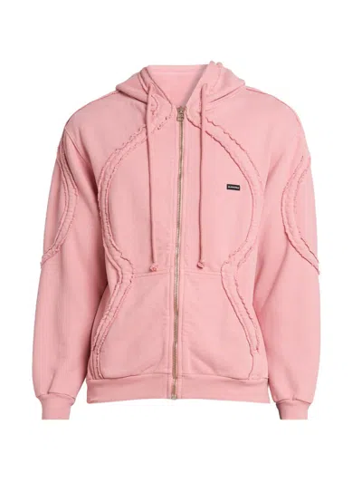 Bluemarble Men's Drawstring Zip-front Hoodie In Pink