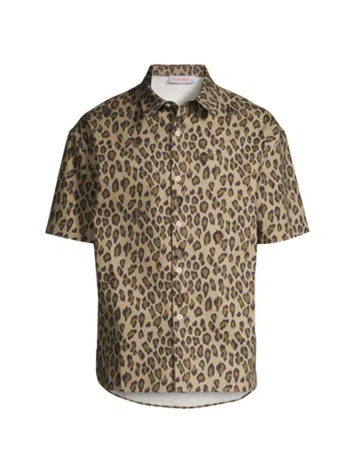 Bluemarble Brown Leopard Shirt In Leopard Beige
