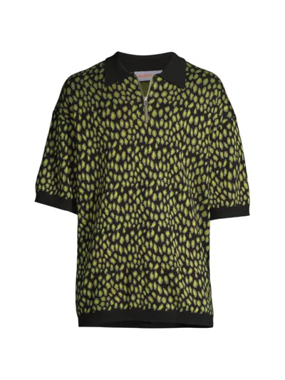 BLUEMARBLE MEN'S LEOPARD JACQUARD POLO SHIRT