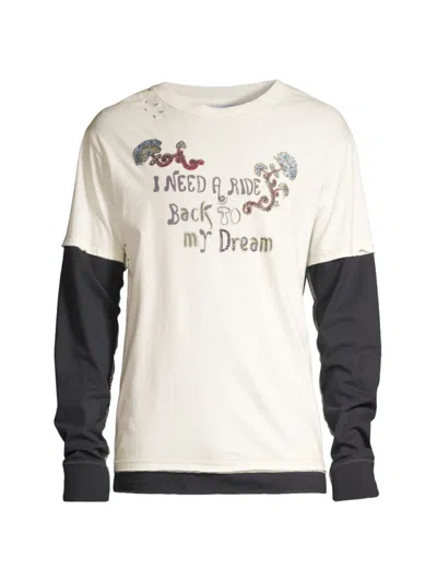 Bluemarble Men's My Dream Layered Cotton Long-sleeve T-shirt In White