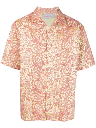 Bluemarble Men's Short Sleeve Embroidered Shirt In Red