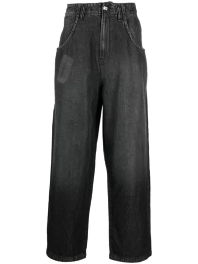 Bluemarble Men's Smoky Black Button-up Wide-leg Jeans From