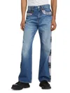 Bluemarble Men's Tartan-trim Bootcut Jeans In Gray