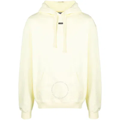 BLUEMARBLE BLUEMARBLE MEN'S TENDER YELLOW LOGO-PRINT COTTON HOODIE