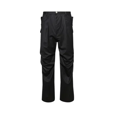 Pre-owned Bluemarble Parachute Pants 'black/grey Pinstripes' | Men's Size S