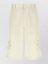 Bluemarble Satin Bermuda Shorts Featuring Floral Embroidery In Gray