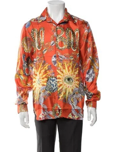 Pre-owned Bluemarble Silk Printed Shirt In Orange