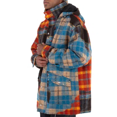 Bluemarble Studded Studded Tartan Wool Parka In Multi