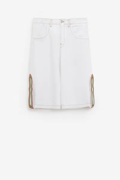 Bluemarble Tongue Baggy Denim Shorts In Off White