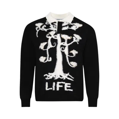 Pre-owned Bluemarble Tree Of Life Knit Polo 'black/white' | Men's Size M