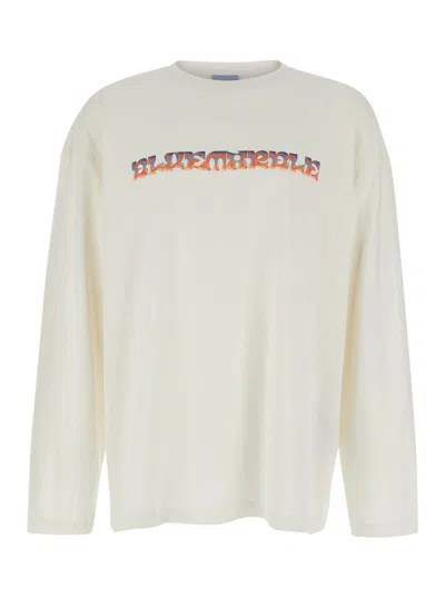 Bluemarble White Sweater With Maxi Print
