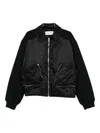 Bluemarble Zip-front Wool-sleeve Bomber Jacket In Black