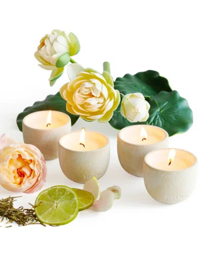 Blueme Calm, Balance, Nostalgia, & Focus 4-piece Ceramic Votive Candle Set