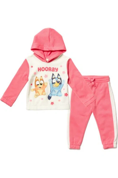 Bluey Kids'  2-piece Fleece Hoodie And Pants Set In  And Bingo Pink