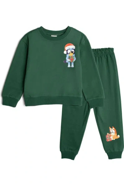 Bluey Kids'  2-piece Fleece Sweatshirt And Pants Set In Green