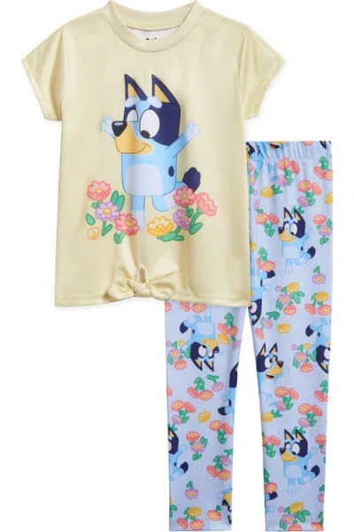 Bluey Kids'  2-piece Tee And Leggings Set In  Yellow Sky Blue