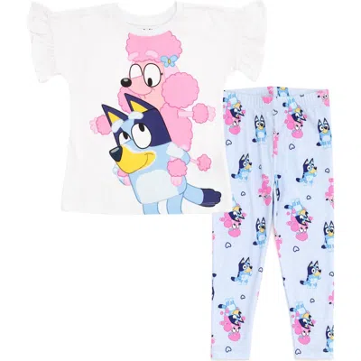 Bluey Kids'  2-piece T-shirt And Pants Set In White Blue  Coco